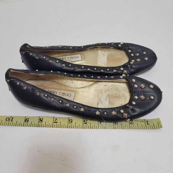 Jimmy Choo Black Glitter Slip On Ballet Flat Womens Size 38 - Picture 10 of 13